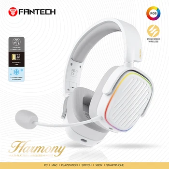 FANTECH Harmony WHG02 Wireless Headphones Bluetooth 5.3 50mm Bass-Enhancing Diaphragm RGB Gaming Headset For PC PS4 PS5 1