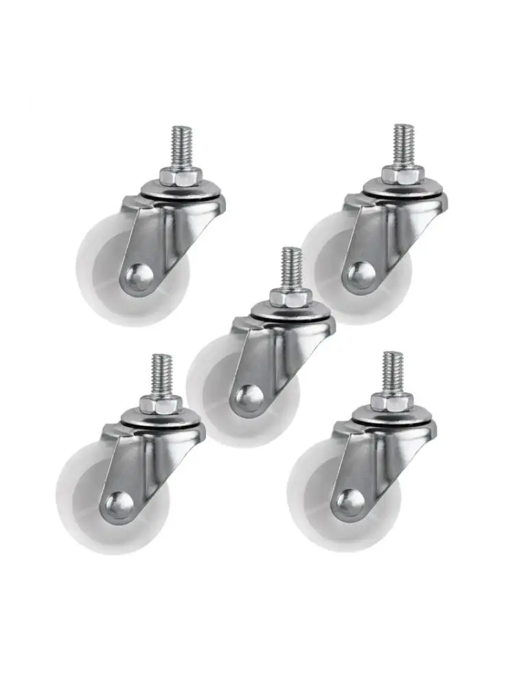 

(5 Packs) Casters 1.5 Inch White PP Screw Universal M6 Thread Roller Diameter 4cm Display Frame Wheel