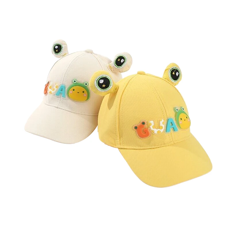 1 Piece Sunshade With Ears Boys Girls Fisherman Hat Cartoon Little Frog Baby Baseball Cap Sun Protection Kids Sun Visor Hats