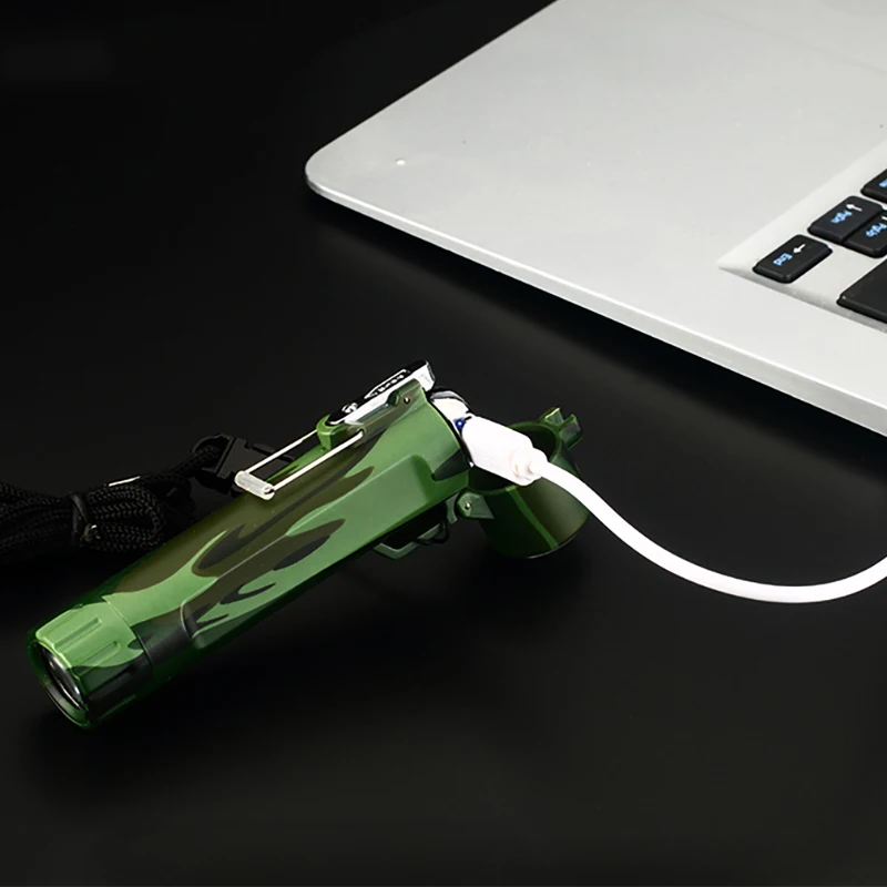 Accendino Ad Arco Elettrico Ricaricabile USB, Impermeabile E Antivento, Con Fischietto E Cordino, Camouflage