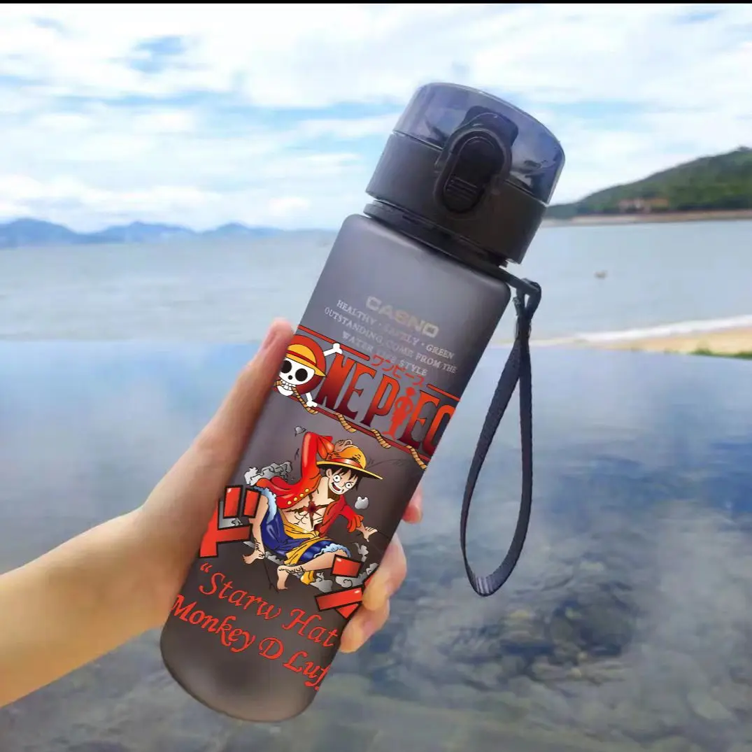 thumbnail image 1 of Botella de agua de plástico creativa con dibujos animados de Anime One Piece Luffy Zoro, personalizada, de gran capacidad, para exteriores, 1 of 5