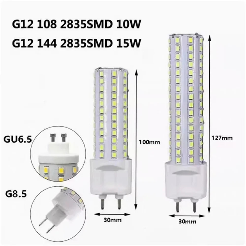 5PCS 3000K 4000K 6000K G8.5 GU6.5 G12 LED Corn Light 10W 15W 1500LM SMD2835 Led Bulbs Lamp AC85-265V High Brightness Lighting