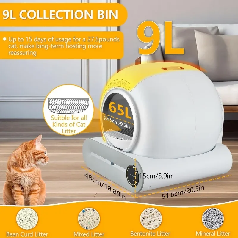 Tonepie Large Automatic Cat Litter Box Self Cleaning Smart Cat Toilet with App\ Toilet Litter Tray Arenero Gato 65L Dropshiping 2