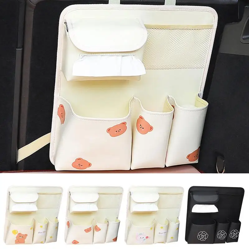 

Back Seat Car Organizer Multifunctional Back Seat Storage Box Protector Kick Mats Multi Pockets Bottle Holder Car Accesssories