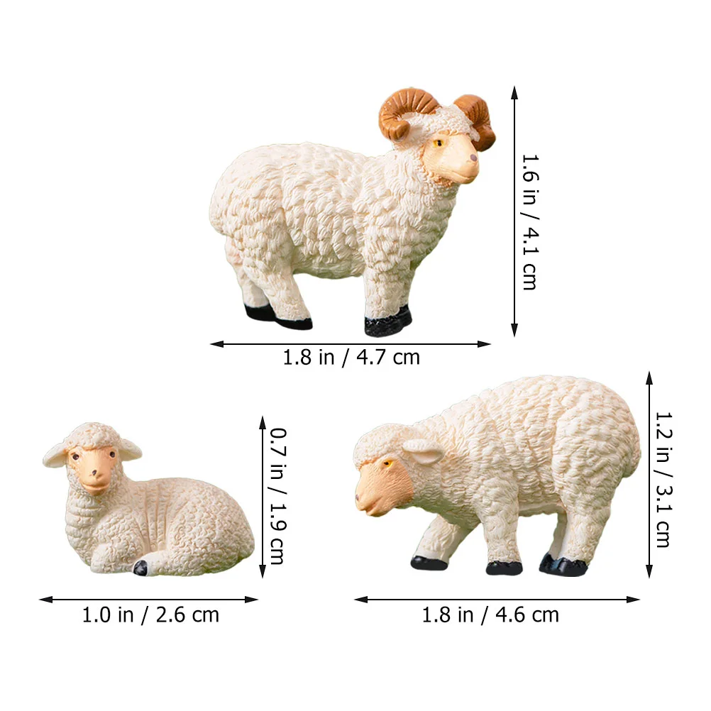 Miniature Sheep Animals Ornamento, Tiny Figurines, Simulation Model, Home Acessórios