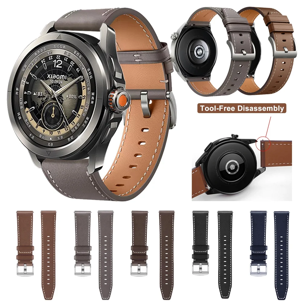 Premium 22mm Leather Watch Strap Bracelet - Elegant Wristband Replacement in Classic Design