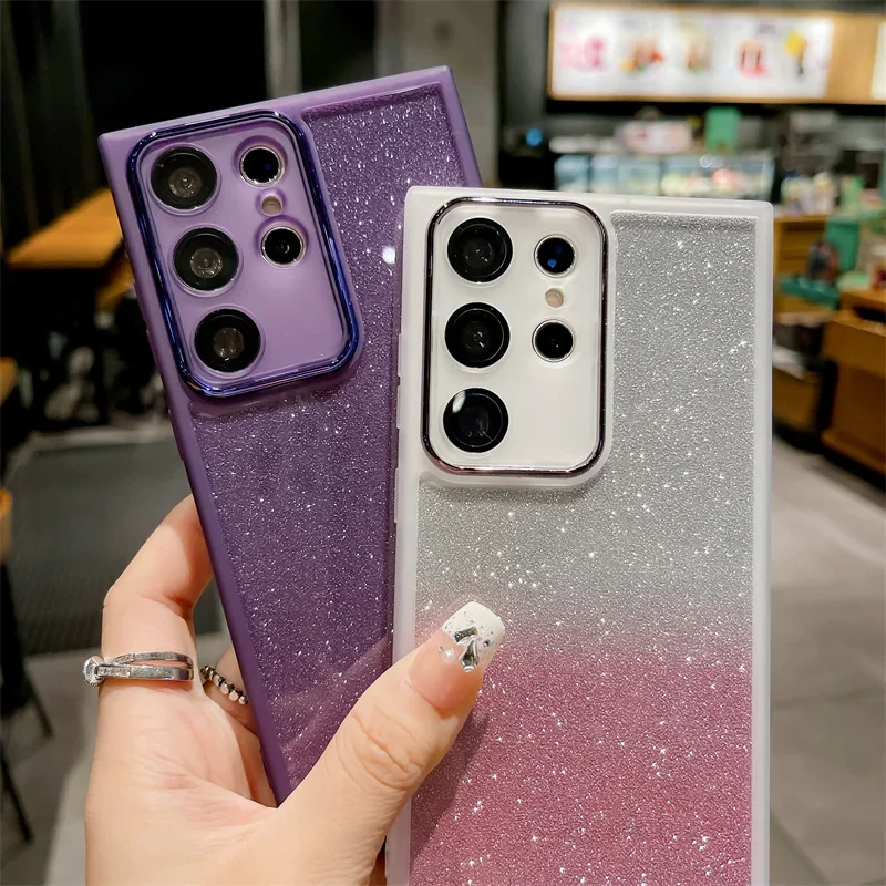 Glitter Silicone Case For Samsung Galaxy A15 S23 A05 A04 A14 A34 A54 A52 A13 A23 A33 A53 A73 Lens Protetcor Soft Cover_voghion.com