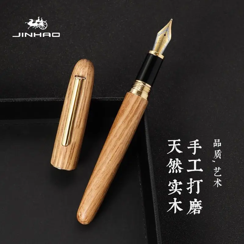 

Ручка перьевая Jinhao из натурального дерева, красивая черная деревянная ручка, модные письменные принадлежности, подарок, Канцтовары для школы и офиса