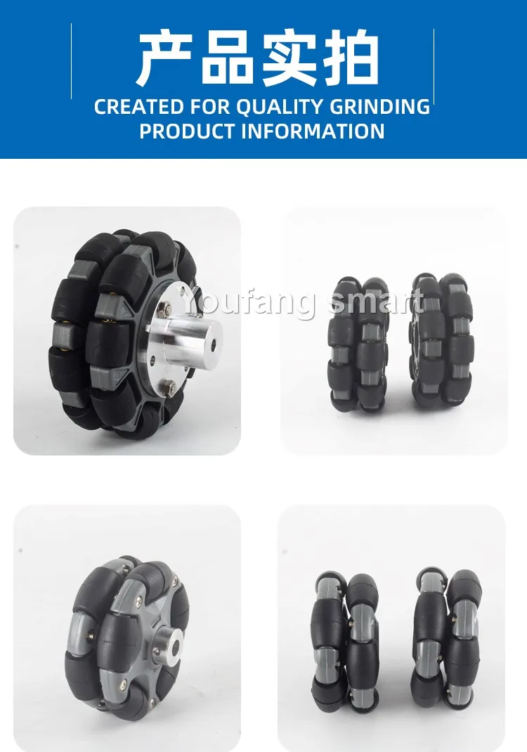 5/20kg Last 1/2/4 stücke Rad 58/100mm Nylon Omni Räder Gummi walze Omni Roboter für Roboter Auto Ros Plattform omni direktion ale Bewegung – Detail 15