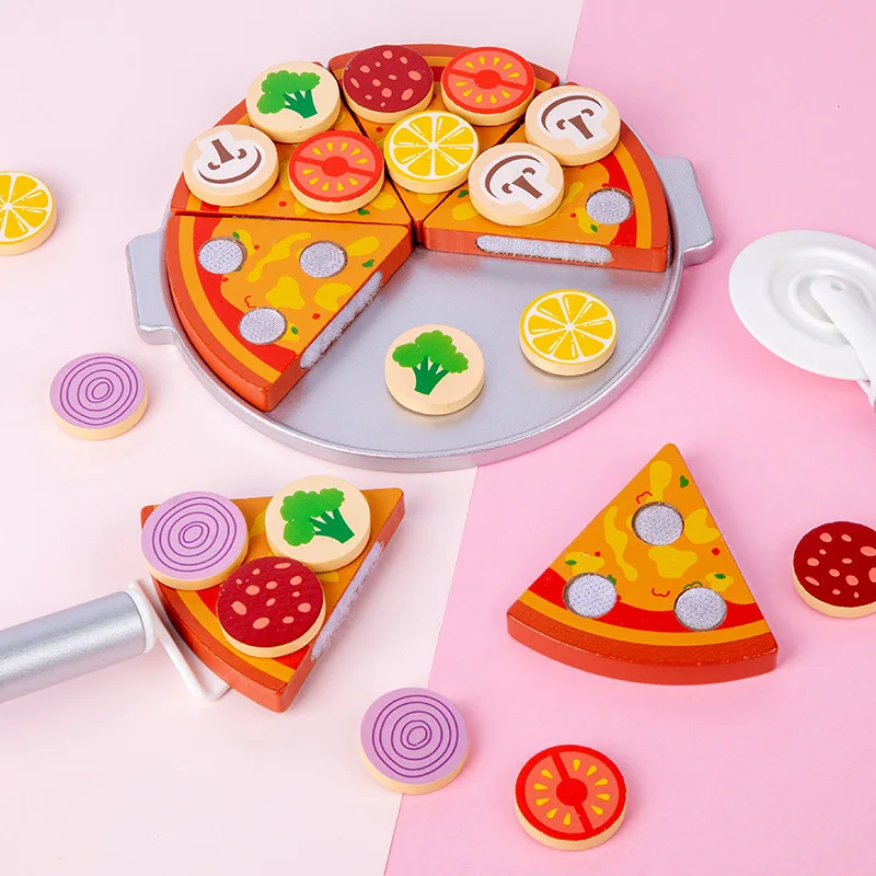 Children's Wooden simulation pizza cut home role play toy