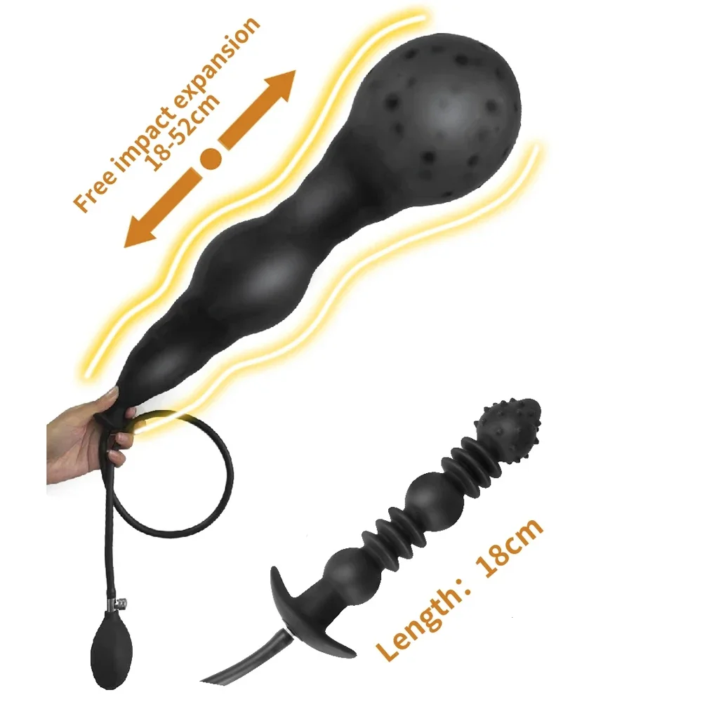 Inflatable Butt Plug For Women Vagina Dilator Spiked Anal Beads Men Gay Ass Expander Big Dildo Female Masturbation Tool Sex Toys