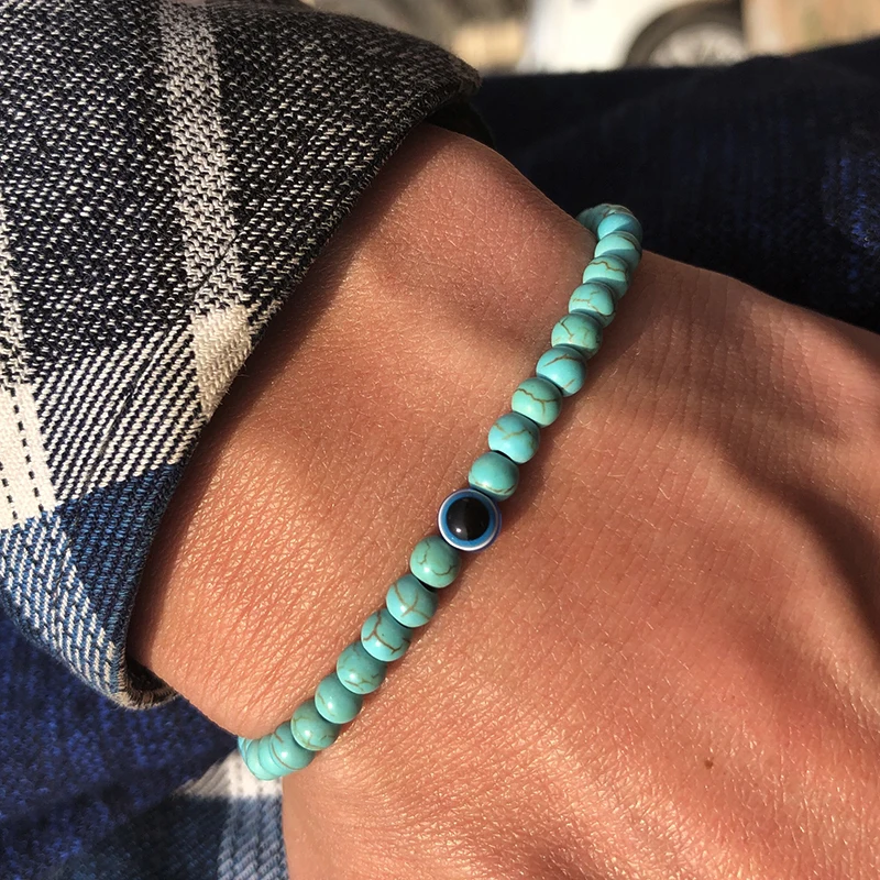 Natural Stone Evil Eyes Bracelet for Men and Women