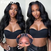 Perruque Lace Closure HD 5x5, Cheveux Humains Body Wave, Sans Colle, Lace Front, Noire, Densité 250%, Prête à Porter pour Femmes 1
