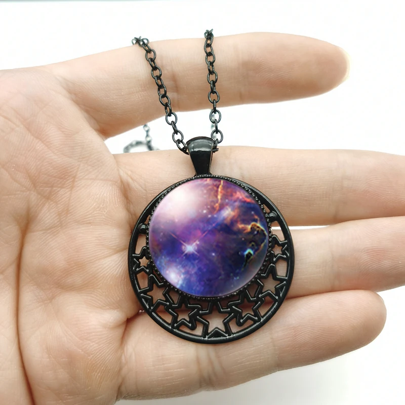 Gothic Moon Crystal Necklace Vintage Punk Black Crescent Necklace Red Statement Gothic Jewelry For Women Purple Halloween Costume Jewelry-786648