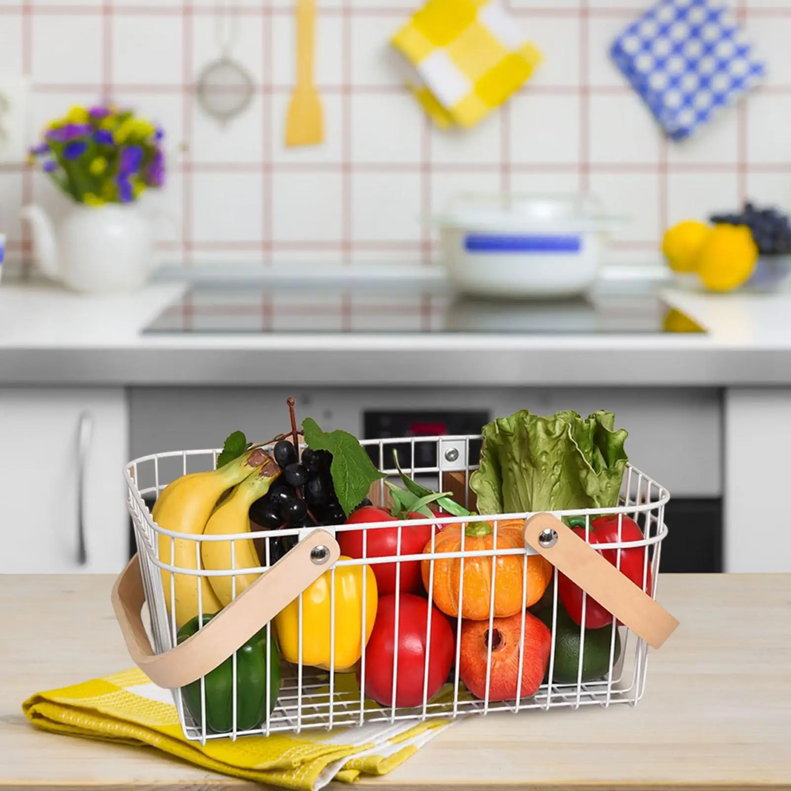 Countertop Fruit Basket White for Dining Room Fruits Vegetable Bread Snacks