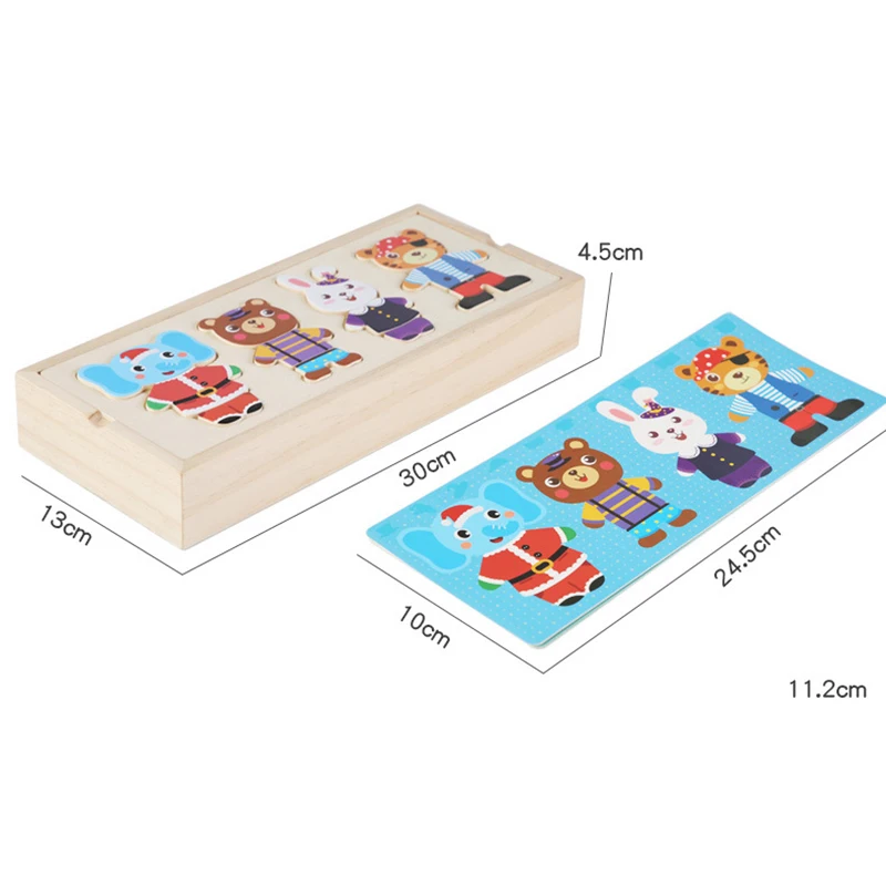 Elephant Bear Change Clothes Children's Early Education Wooden Jigsaw Puzzle Dressing Game Baby Puzzle Toys For Children Gift 5