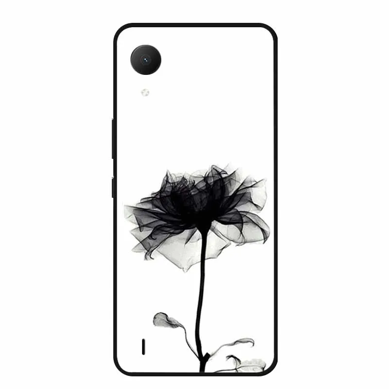 Rose Flower Design Black Silicone Soft Phone Case - Elegant Protective Back Cover