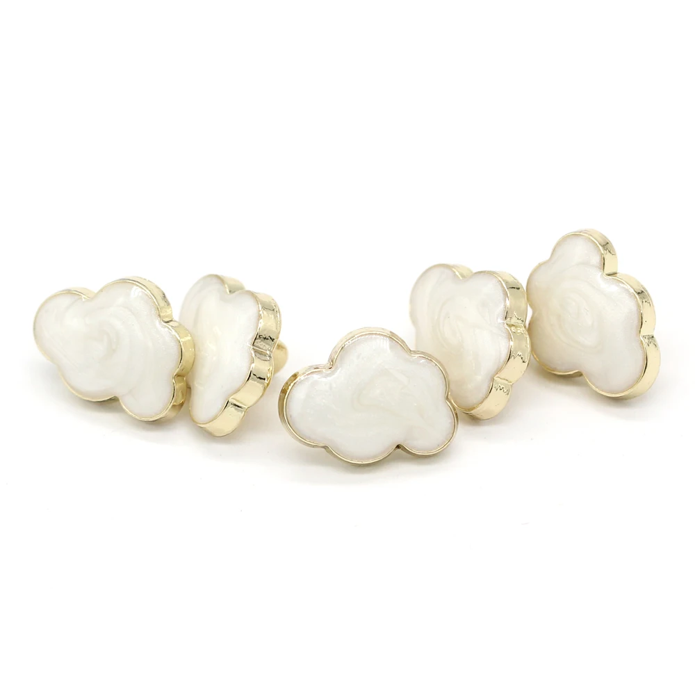 EQUBO 10Pcs 12mm Small Cloud Shape Gold Metal Buttons for Clothing Chic Women Shirt Blouse Dress High Quality DIY Crafts 4