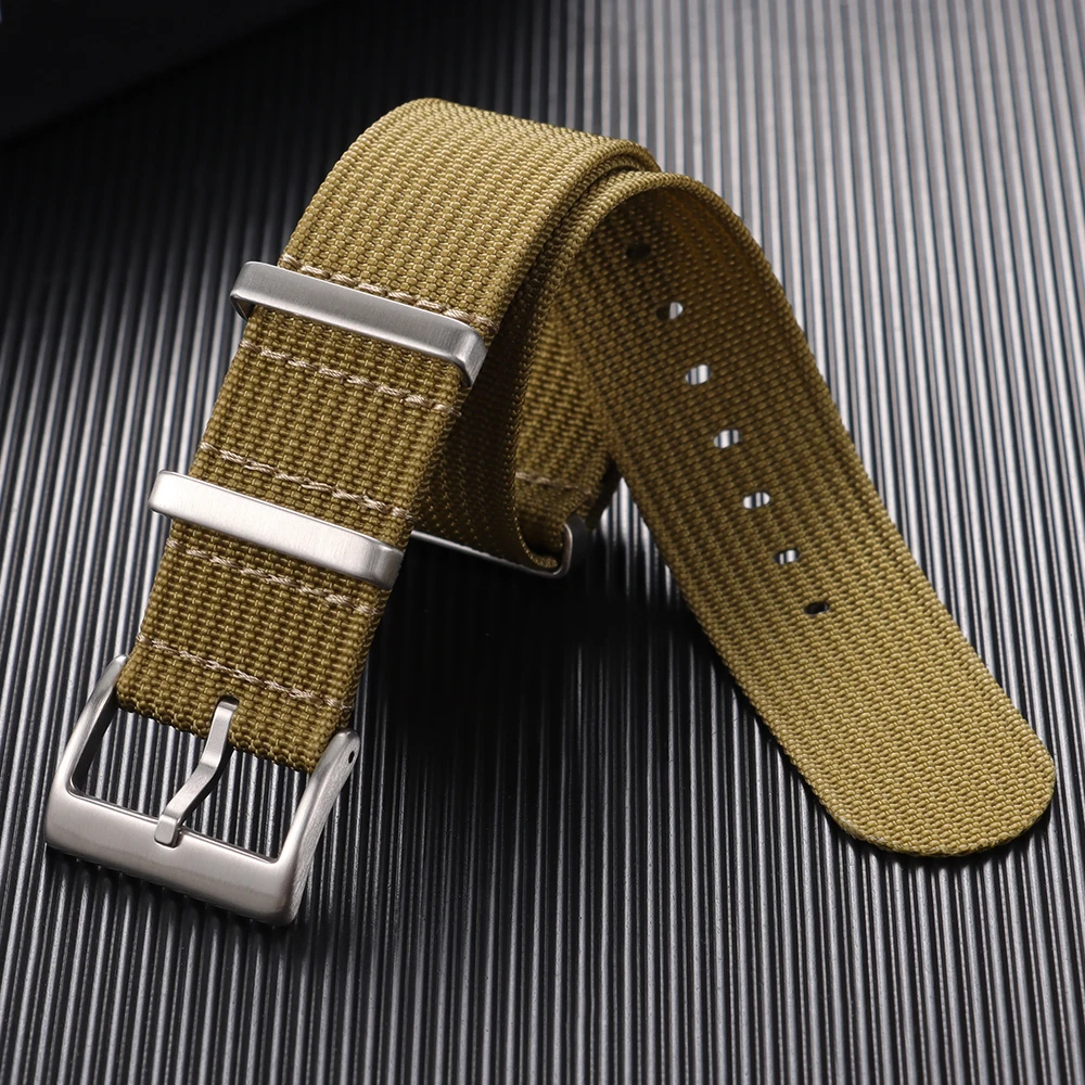 Ribbed Nylon Watch Band - Comfortable, Washable Military-Style Strap for Men & Women