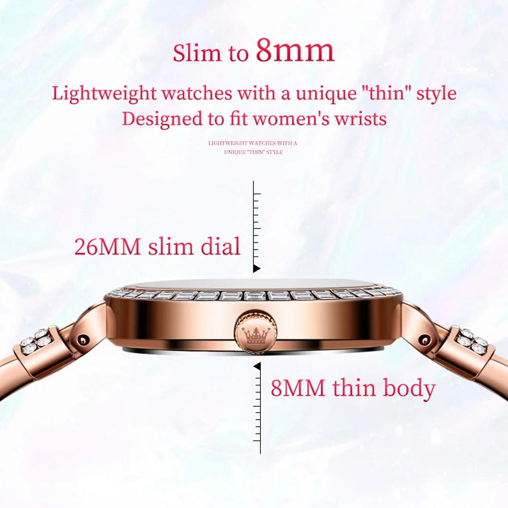 Women Watches OLEVS Bracelet Watch for Women Ultra Thin 8mm Luxury Fashion Quartz Wristwatch Diamond Dial Watch Gifts for Female