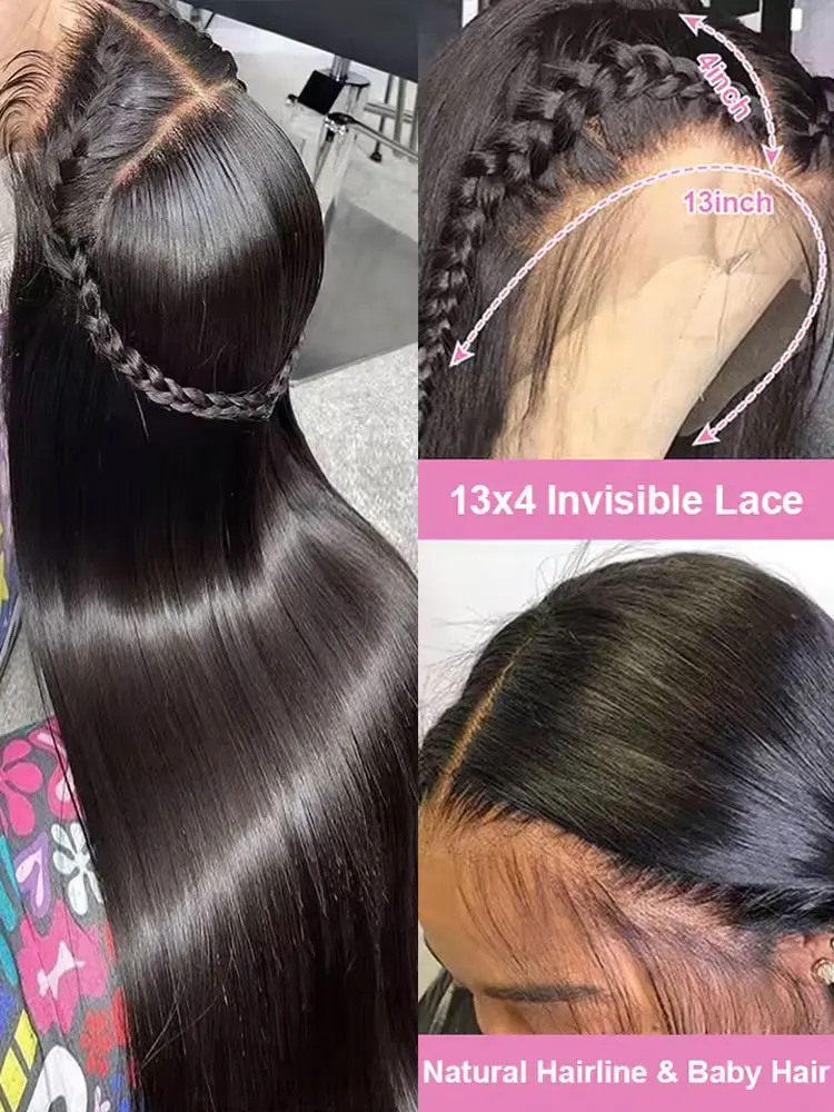 40 42 Inch 13x4 13x6 HD Transparent Bone Straight Lace Front Wigs 250% Brazilian Human Hair Wigs 5x5 Glueless Lace Closure Wigs 2