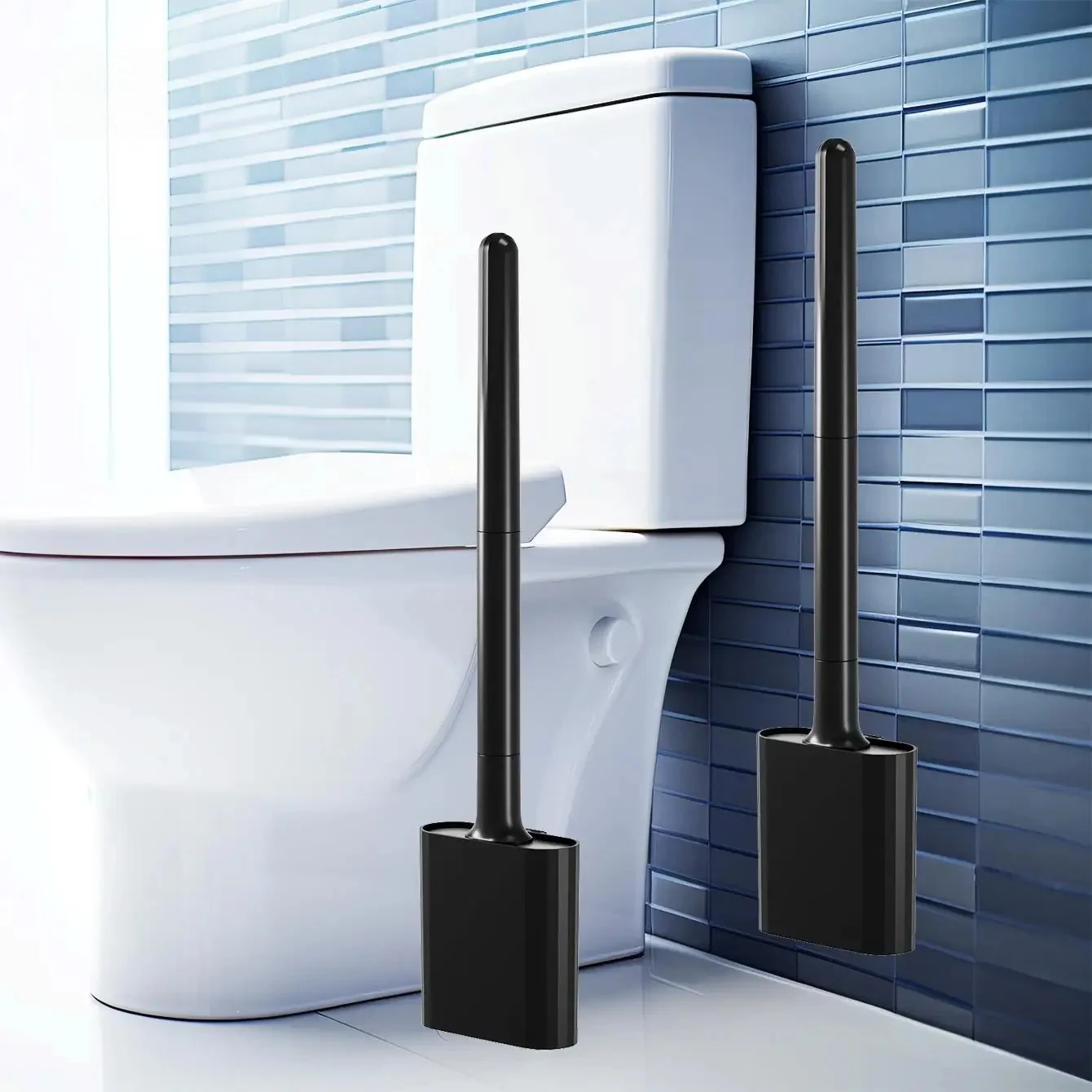 Mini Silicone Toilet Brushes Set Wall Mounted and Standing