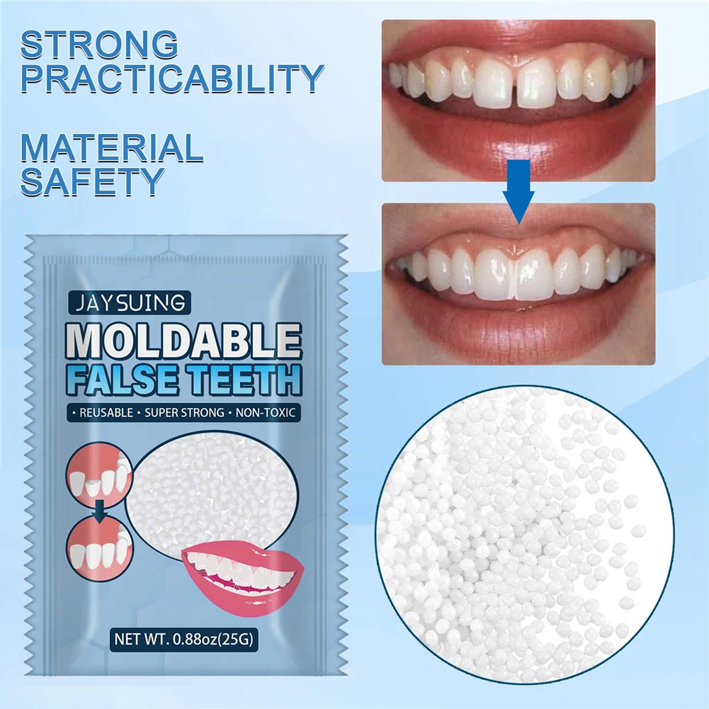 Silicone Reusable Teeth Veneers with Adhesive Fitting Beads Temporary Teeth  - AliExpress