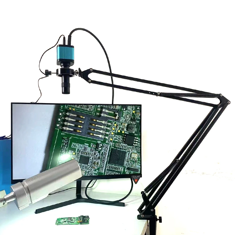 48MP 4K 1080P HDMI USB Industrial Video Digital Microscope Camera 130X Zoom C Mount Lens Cantilever stand For Repair Soldering soldering microscope,microscope camera