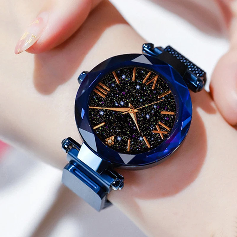 2020, relojes para mujer, reloj Starry Sky de lujo con hebilla magnética,  correa de malla, reloj de …