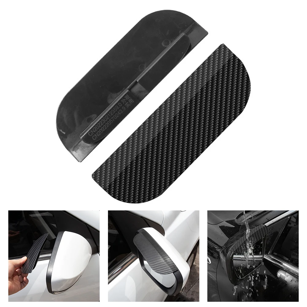 

2pcs Universal Car Outside Rearview Mirror Rain Eyebrow Cover Case Decorative PVC Auto Exterior Parts