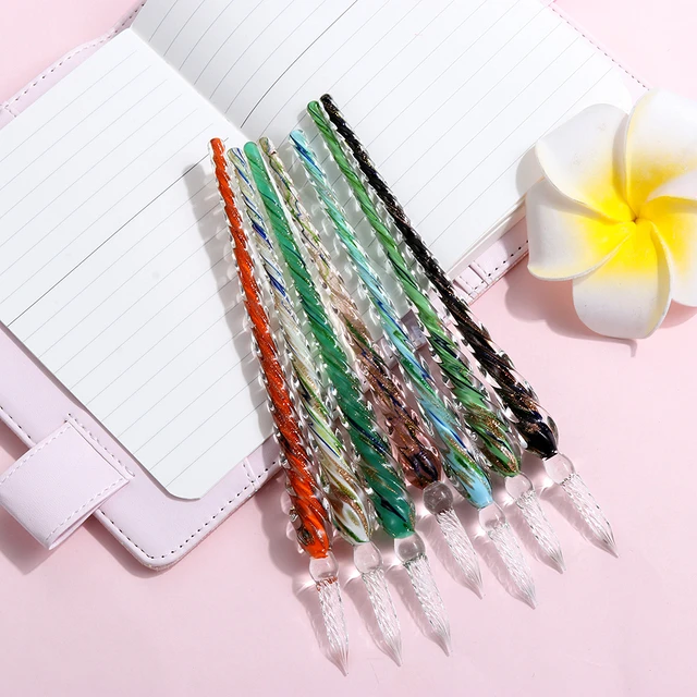 1Pc Vintage Glass Dip Water Pen Creative Starry Sky Color Ink 0.7mm  Painting Pen Student
