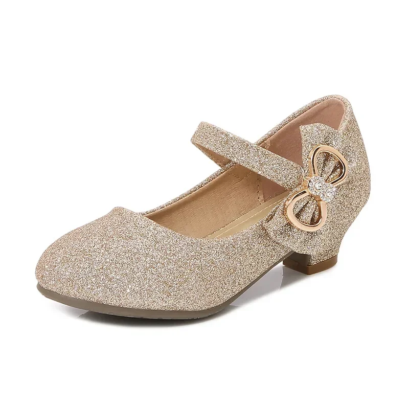 Leather Kids High Heels Shoes for Wedding Party