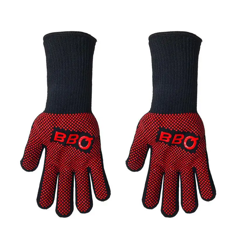 BBQ Grill Gloves 932 Extreme Heat Resistant Grilling Glove Non-Slip Silicone Insulated Grill Mitts For Cooking Baking Camping