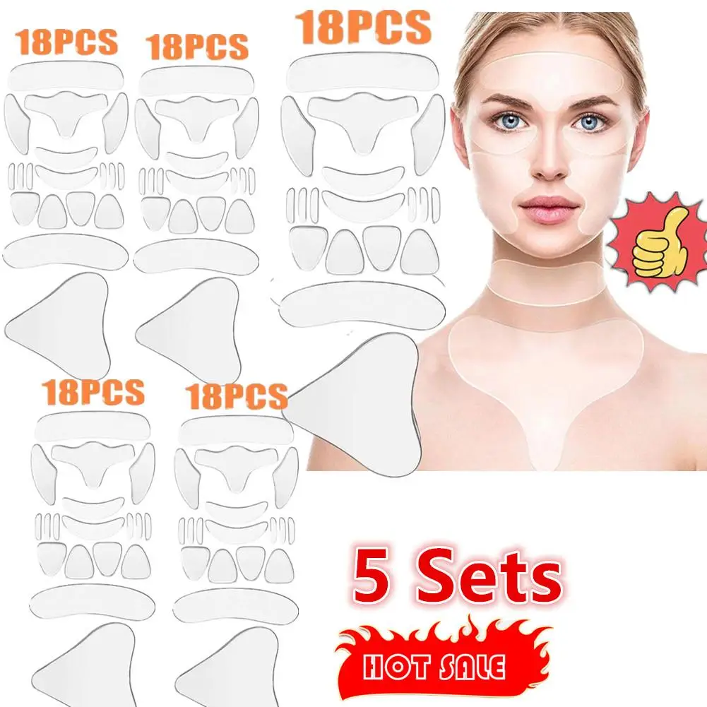 5x Reusable Silicone Patches Anti Rimpel Pads Silicone Wrinkle Removal Sticker Face Forehead Neck Eye Sticker Skin Care Patch