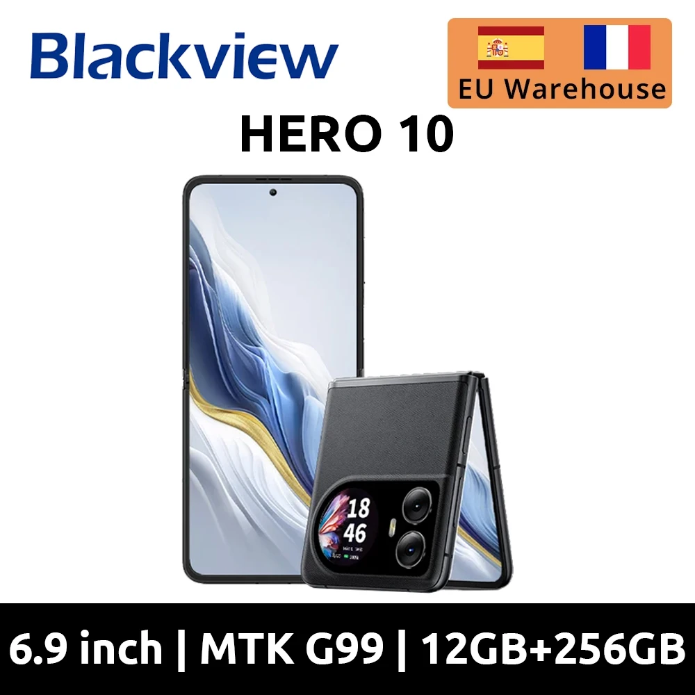 Blackview HERO 10 Smartphone 6.9" AMOLED Foldable Screen 12GB 256GB MTK Helio G99 108MP Camera 45W Charge Smartphone black 1