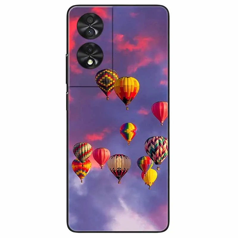 Floral Silicone Soft TPU Phone Cover with Black Bumper
