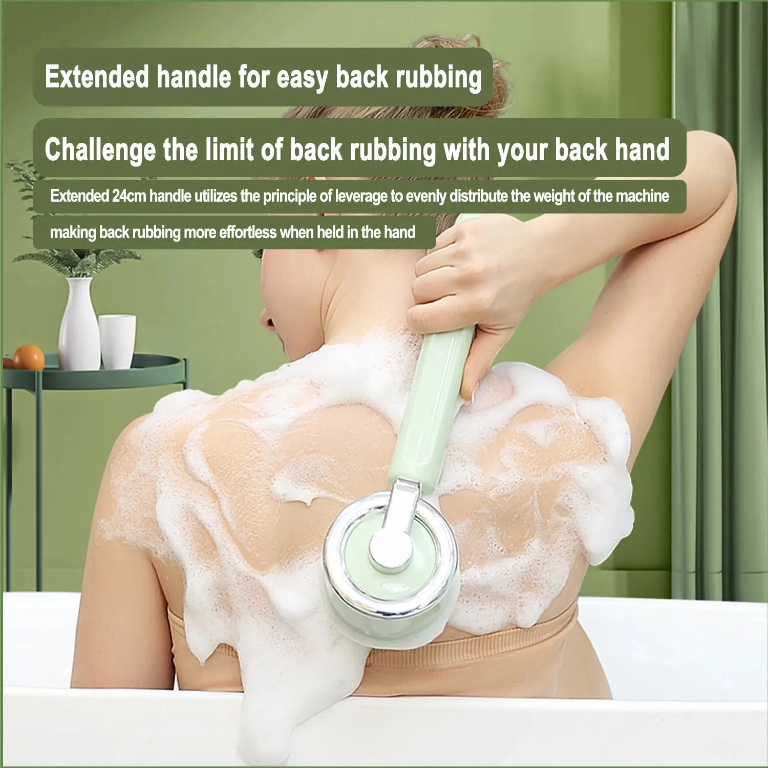 Premium Bath Brush Multifunctional Electric Brush 360&deg; Auto-rotating Waterproof 5 in 1 Bath for Shower Back Scrubbe