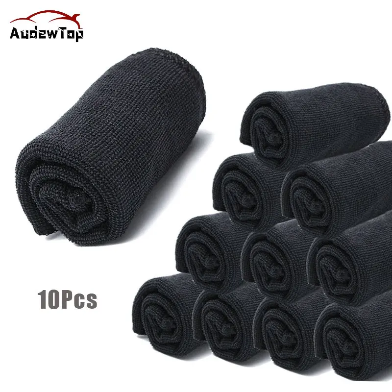 10pcs30x40cmBlackCarCareMicrofiberPolishingWashTowels
