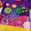 DXTON Kids Rainbow Striped Casual Tops and Tees Girls Floral Print Long Sleeve Autumn Spring T Shirt Kids 100% Cotton Tees 4