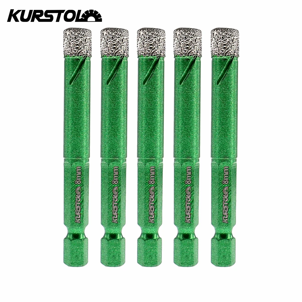 KURSTOL Hex Quick-Fit Shank Diamond Drill Bits Dia 8mm 5pcs Drill Core Bits Granite Marble Stoneware Ceramic Tile Hole Opener