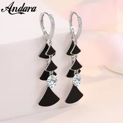 925 Sterling Silver Earrings Blue Crystal Zircon Pentagram Earrings For Women'S Fashion Jewelry Gifts