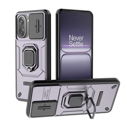 Slide Window Cover with Battle Holder and Push Lens Back - Enhanced Protective Phone Case for OnePlus Nord CE5 (Purple)