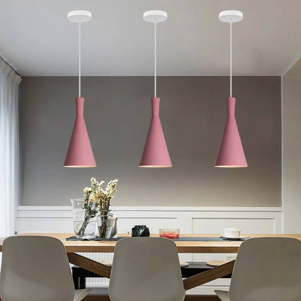 Nordic Pendant Lights Modern Chandelier LED E27 Minimalist Ceiling Lamps Hanging Light Luxury Creative Cafe Single Head Bar Pink