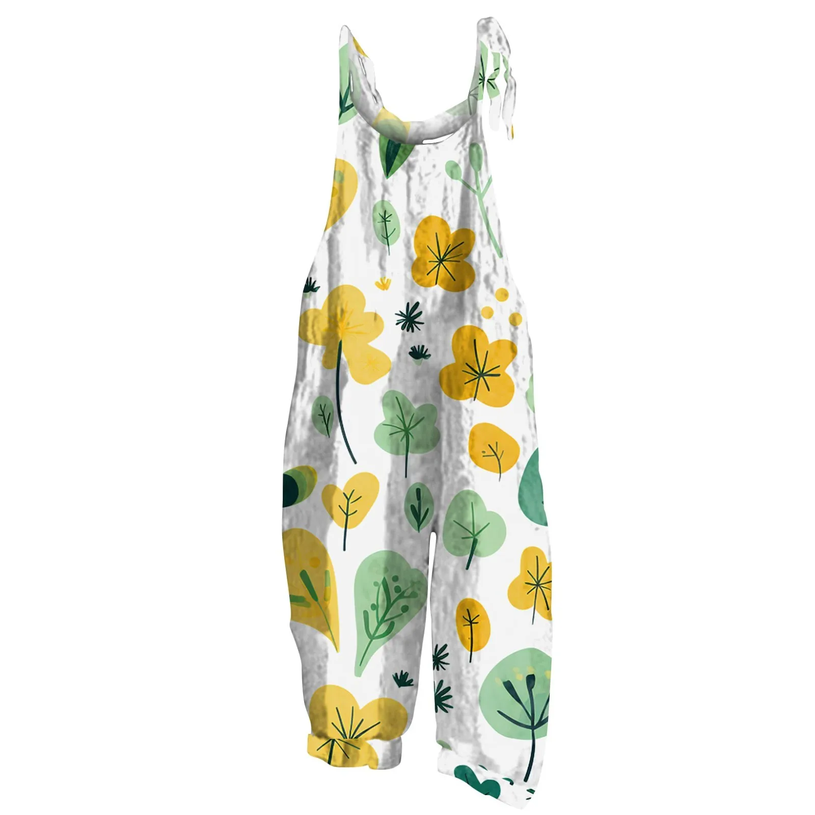

Jumpsuit Valentine'S Day Printed Casual Loose Retro Shoulder Straps Cotton And Linen Cute And Bright Women'S Suspenders Overalls