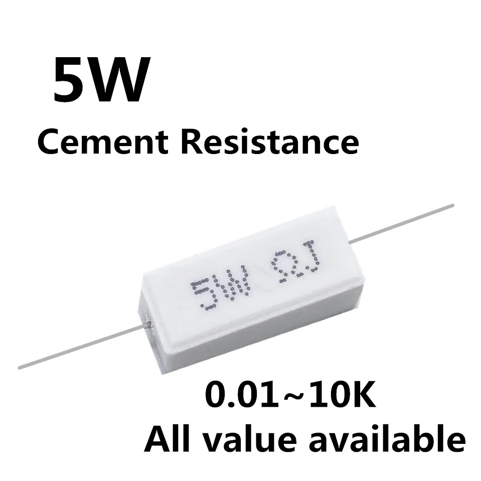 Cement Resistor 5pcs 5W 6.8 8 10 15 20 22 24 25 27 33 ohm 6.8R 8R 10R 15R 20R 22R 24R 25R 27R 33R Ceramic Cement Power Resistance Resistor 5%
