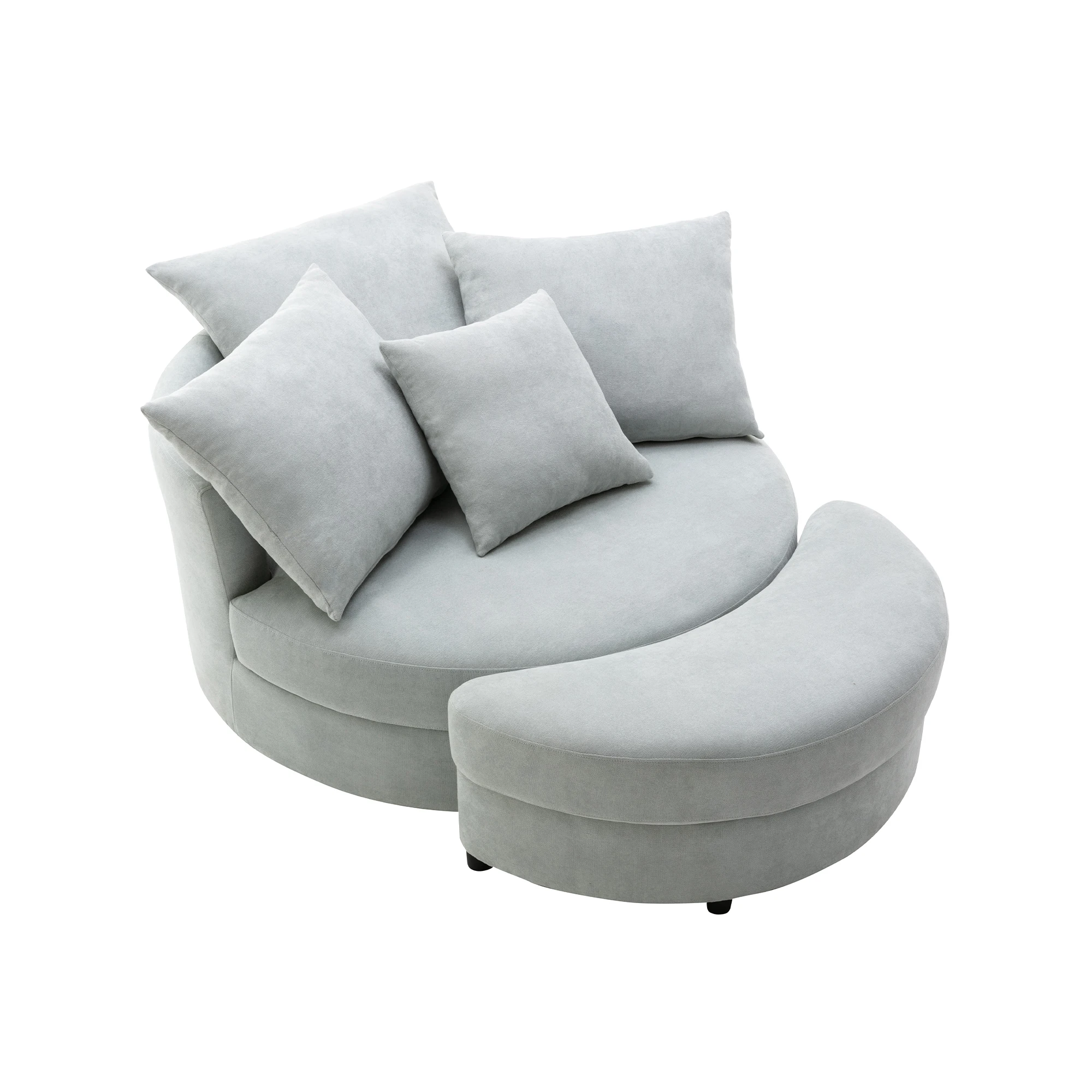 

Orisfur. 360° Swivel Accent Barrel Chair with Storage Ottoman & 4 Pillows, Modern Linen Leisure Chair Round Accent for Living Ro