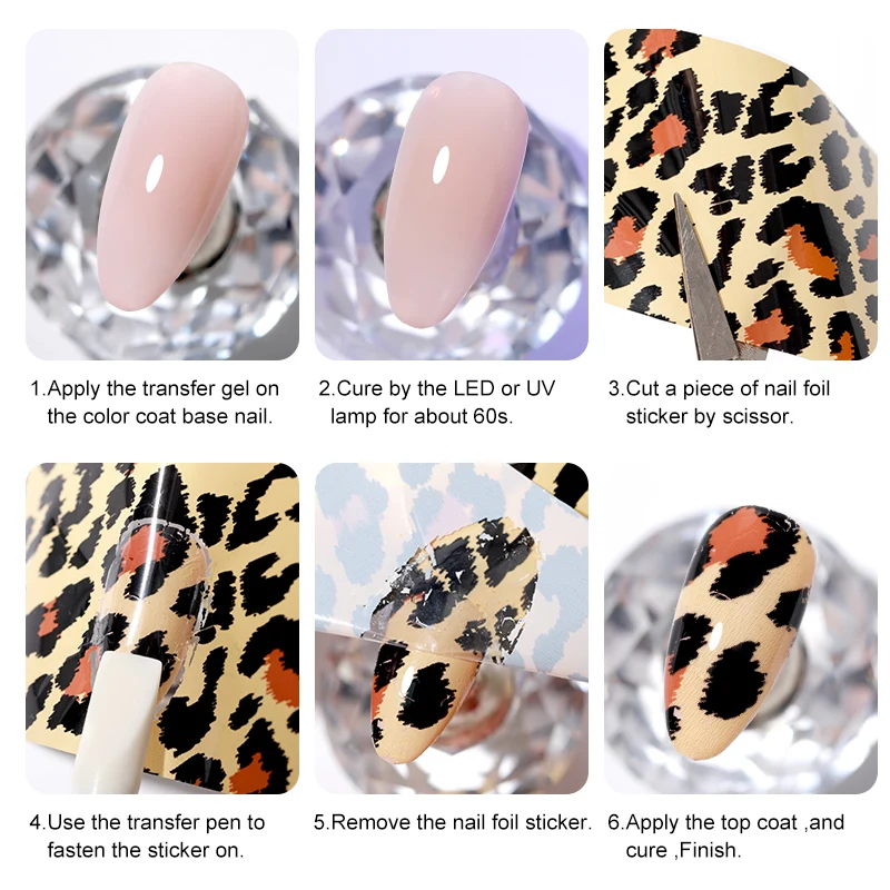 AS 15ml Transfer Foil Gel Nail Polish Soak Off Led Uv Gel Varnish Fast Dry Star Sticker Glue Stamp Gel 6