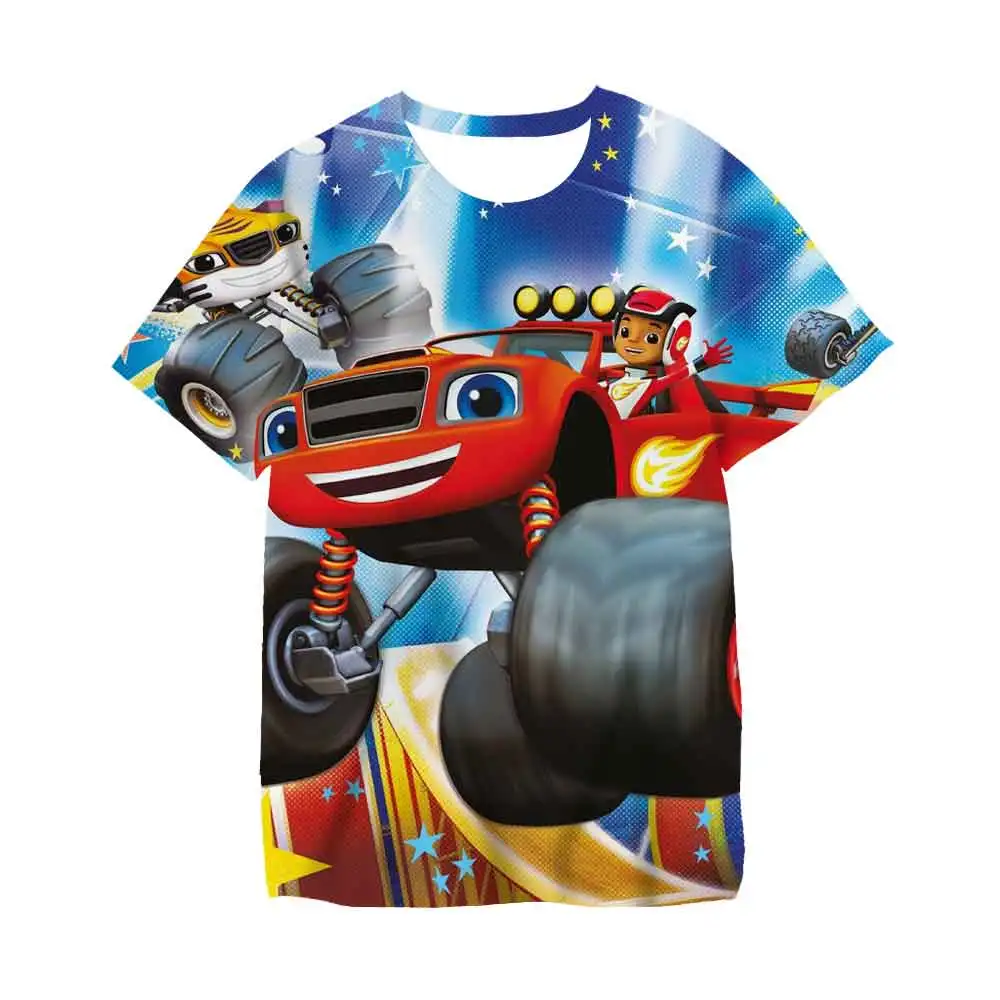 vintage shirts Blaze And The Monster Machines Kids T-Shirts Cartoon Anime Video Game children's  Casual Clothing Summer Unisex Baby Cool Tops vlone shirt