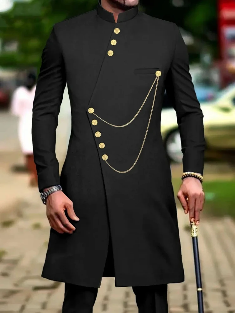 Men's fashion luxury solid color dress two-piece set
