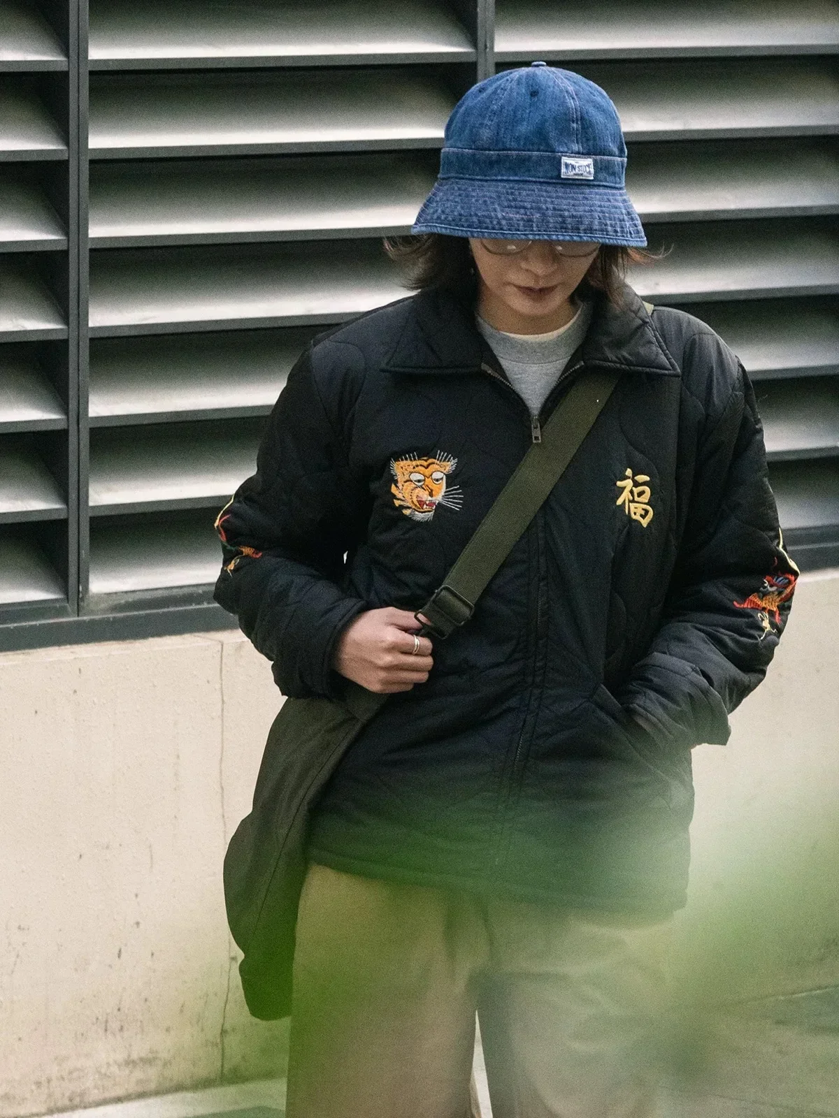 Non Stock Quilted Embroidery Jacket Military-Inspired Tour Jacket Unisex Outerwear Amekaji 3
